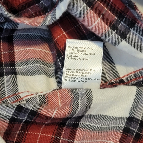 Jachs Girlfriend red white check print plaid snap top - Picture 8 of 9